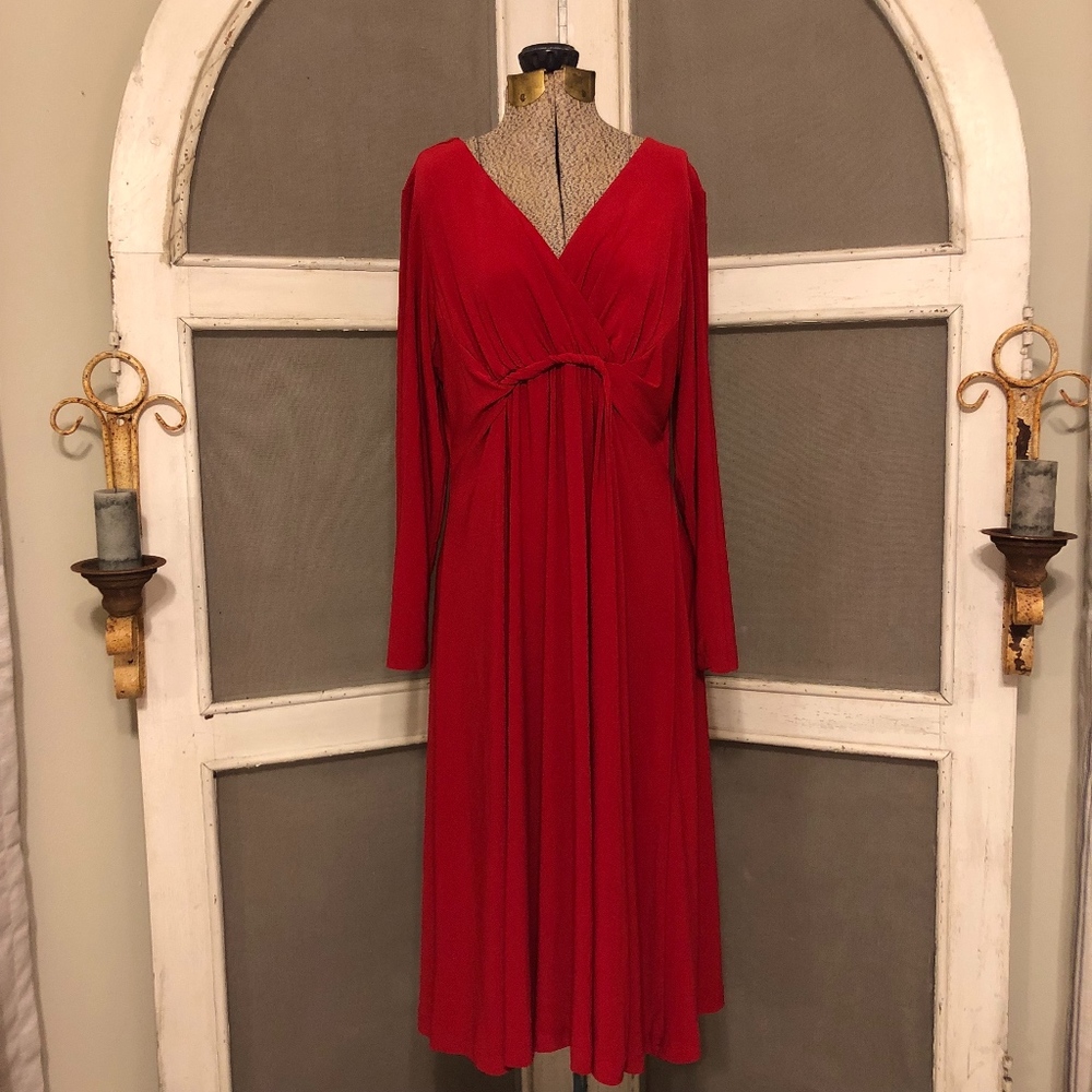 Coldwater Creek red flowey empire dress sz 12P
